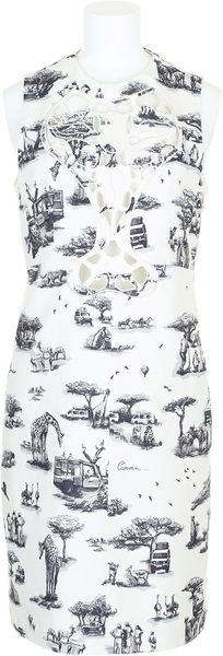 Carven Short Embroidered Dress in Cobalt Safariprint Natté - Lyst