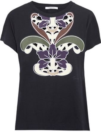 Carven Embroidered Tee W Cut Outs - Lyst