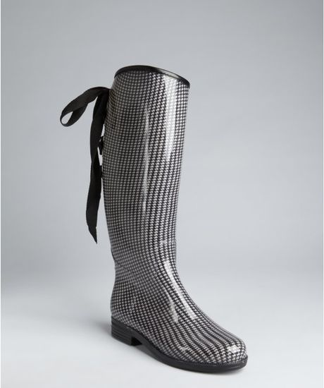 houndstooth rubber boots