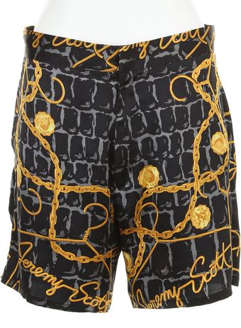 Jeremy Scott Silk Shorts with An Animal and Golden Chain Print - Lyst