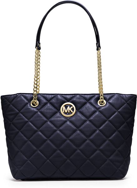 Michael Michael Kors Fulton Quilted Leather Tote in Blue (navy)