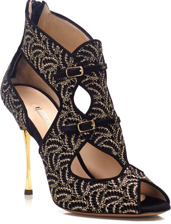Nicholas Kirkwood Lace Stamped Gilded Heel Sandal - Lyst