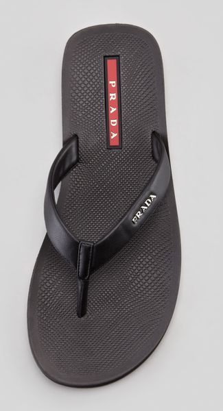 Prada Nylon Thong Sandal in Black for Men | Lyst
