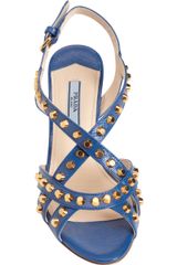Prada Multi Strap Studded Wedge