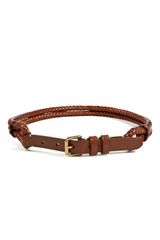Ralph Lauren Tan Leather Tubular Braid Belt