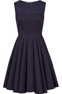Reiss Alina Contrast Panel Fit and Flare Dress Navy - Lyst