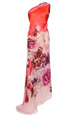 Roberto Cavalli Print Silk Gown with Draped Detail