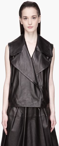 Simone Rocha Black Textured Leather Vest - Lyst