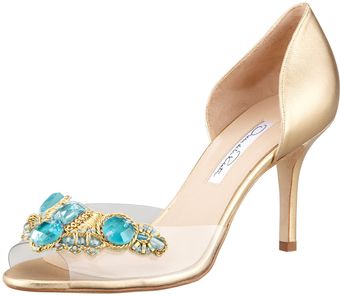 Oscar de la Renta Metallic Leather Clearvamp Pump - Lyst