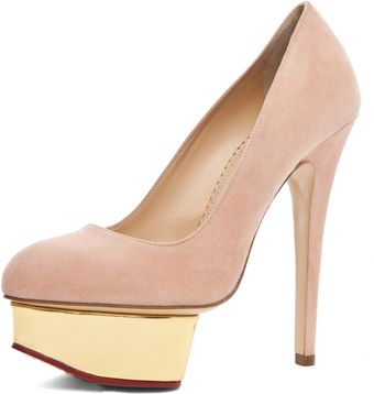 Charlotte Olympia Dolly Signature Court Island Platform in Blush Suede - Lyst