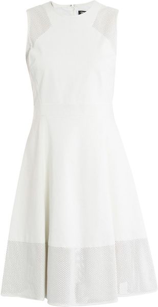 DKNY Leather Perforated Panel Dress - Lyst