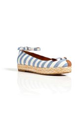 Marc By Marc Jacobs Bluewhite Striped Canvas Studded Mouse Espadrille Flats