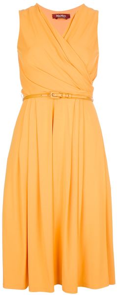 Max Mara Studio Pleated V Neck Dress - Lyst
