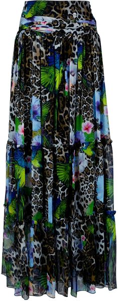 Philipp Plein Printed Pleat Long Skirt - Lyst