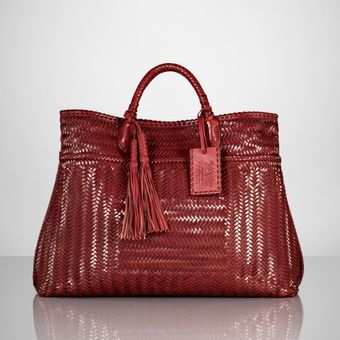 Ralph Lauren Woven Vachetta Large Shopper - Lyst