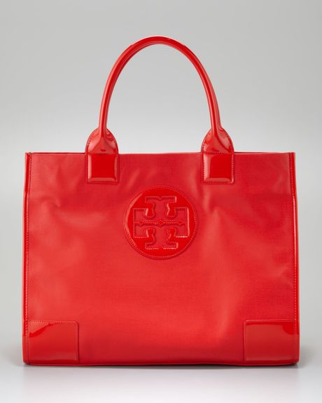 Tory Burch Ella Canvas Tote Bag in Red - Lyst