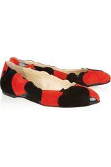 Charlotte Olympia Suits You Appliquéd Suede Ballet Flats