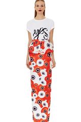 Katie Ermilio Printed Peplum Evening Skirt