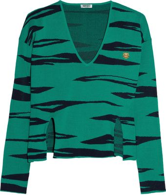Kenzo Tiger Patterned Cotton Sweater - Lyst