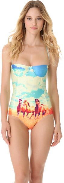 We Are Handsome Mustang Panel One Piece Swimsuit - Lyst