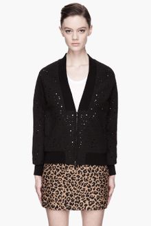 3.1 Phillip Lim Black Motheaten Bomber Jacket - Lyst