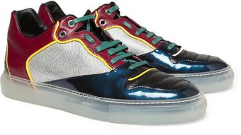Balenciaga Panelled Leather and Fabric Sneakers - Lyst
