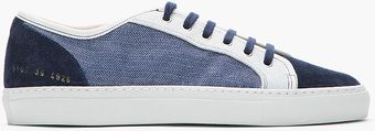 Common Projects Navy Herringbone Tournament Lowtop Sneakers - Lyst