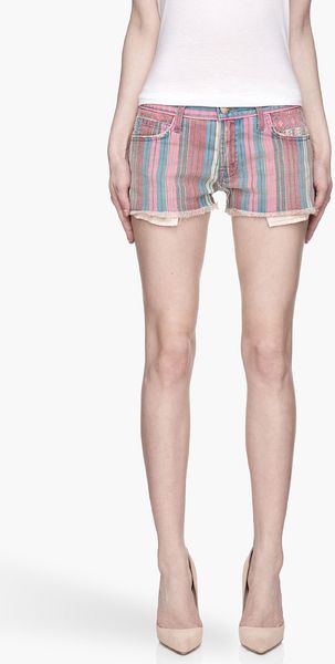 Current/Elliott Faded Gypsy Stripe The Boyfriend Shorts - Lyst