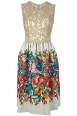 Dolce & Gabbana Floral Print and Lace Dress