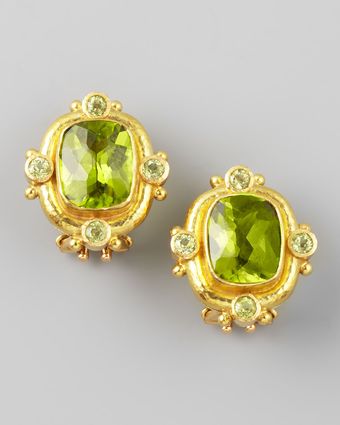 Elizabeth Locke Peridot 19k Gold Clippost Earrings - Lyst