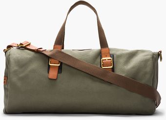 Marc By Marc Jacobs Large Olive Green Leathertrimmed Canvas Duffle - Lyst