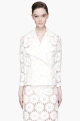 Simone Rocha White Jacquard Big Daisy Blazer