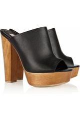 Stella McCartney Faux Leather and Wooden Mules