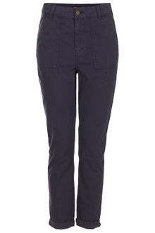 Topshop Washed Navy Chino Trousers - Lyst