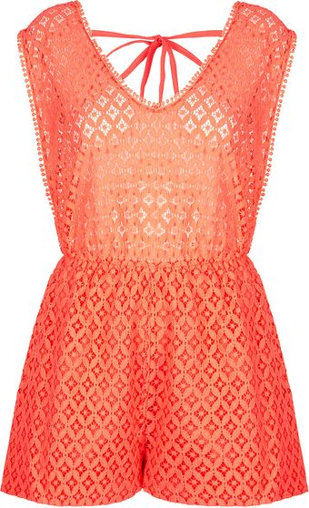 Topshop Tangerine Playsuit Cover Up - Lyst