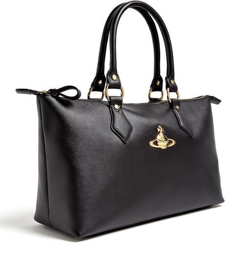 Vivienne Westwood Black Zip Top Tote Bag in Black | Lyst