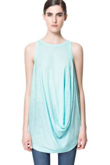 Zara Draped Tshirt - Lyst
