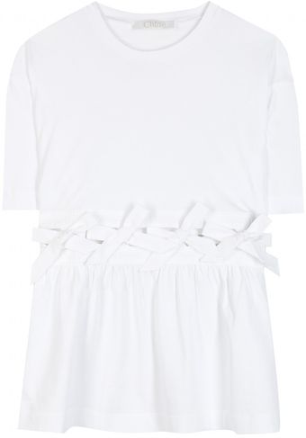 Chloé Cotton Top with Cut-Out Waist - Lyst