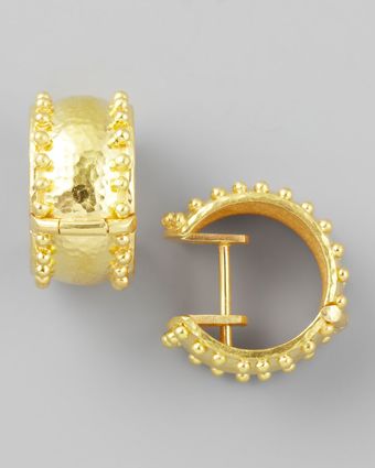 Elizabeth Locke 19k Gold Granulated Hoop Earrings - Lyst