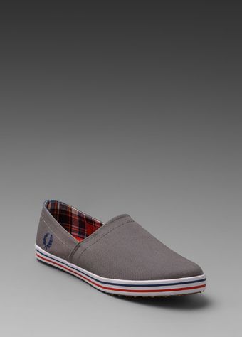 Fred Perry Kingston Stampdown Twill Slip On in Gray - Lyst