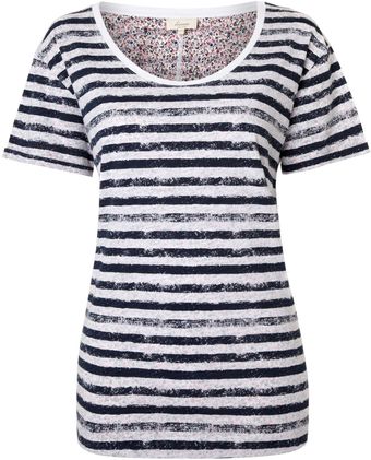 Linea Weekend Stripe Floral Contrast T-Shirt - Lyst