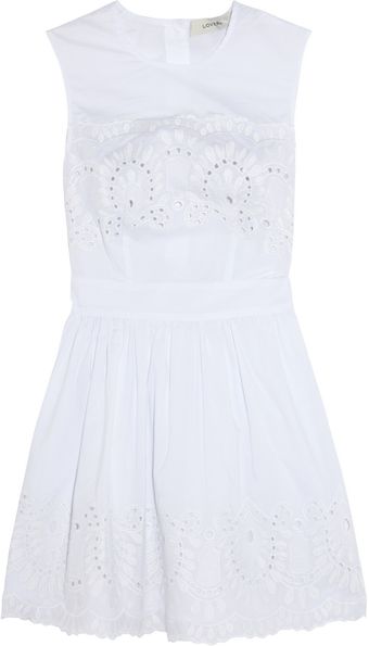 Lover Broderie Anglaise Cotton Mini Dress - Lyst