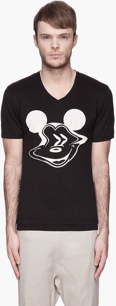Neil Barrett Distorted Mickey Disney Print Vneck Tshirtblack - Lyst