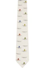 Reiss Shreeky Linen Colourful Sail Boat Print Tie