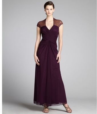 Tadashi Shoji Jersey Knit Sequin Embellished Sheer Overlaid Gown - Lyst
