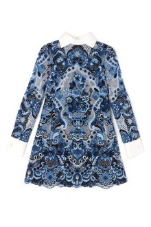 Valentino Long Sleeved A-Line Dress with White Mikado Collar - Lyst