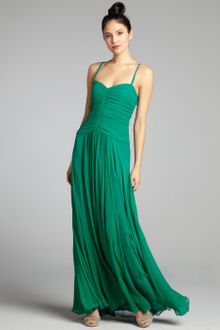 Vera Wang Lavender Emerald Crinkle Silk Chiffon Pleated Sweetheart Gown - Lyst