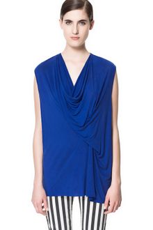 Zara Draped T-shirt - Lyst