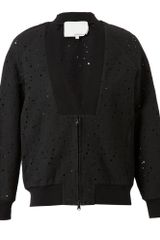3.1 Phillip Lim Distressed Matelassé Bomber Jacket