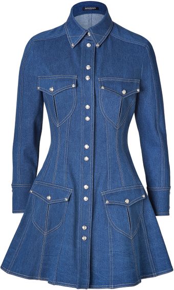 Balmain Vestido Blue Jeans - Lyst